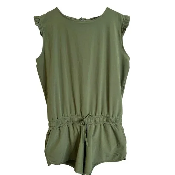 Albion Fit Green Ruffle Trimmed Sprinter Shorts Romper Size Large Athleisure